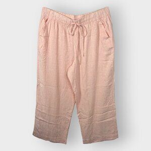 Lane Bryant Pink Linen Blend Wide Leg Pants Size 18 Pull On NWT Beachy